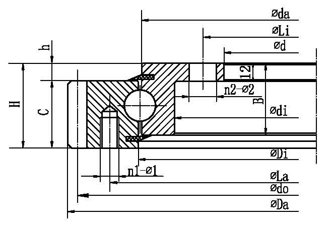 Four-Point Contact Ball Slewing Bearing- Inner Ring with Flange and External Gear Type