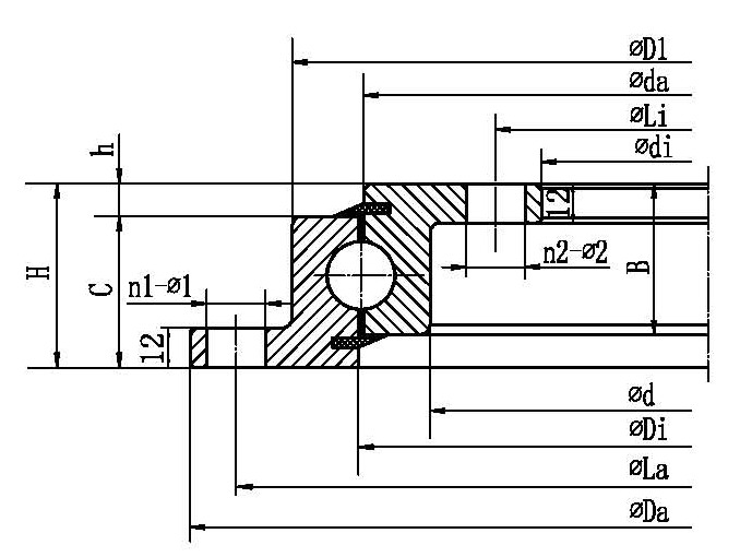 Four-Point Contact Ball Slewing Bearing- Inner and Outer Ring with Flange