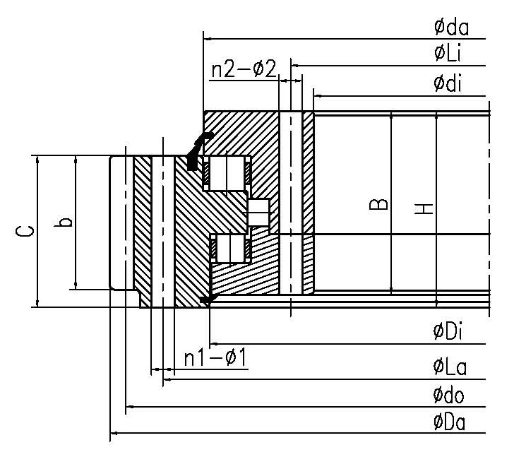 Tri-row Cylindrical Roller Slewing Bearing- External Gear Type