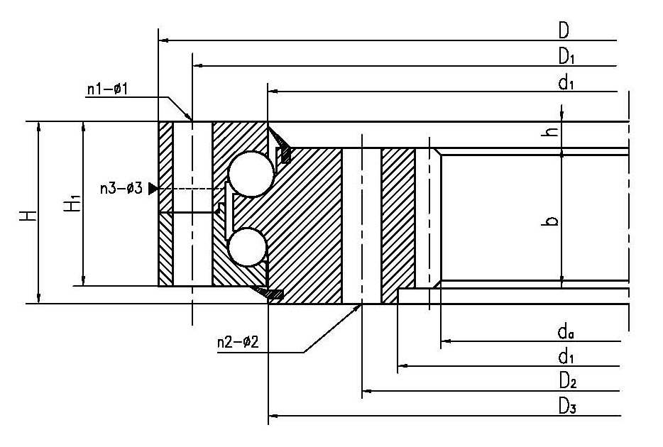 Double-Row Different Diameter Ball Slewing Bearing- Internal Gear