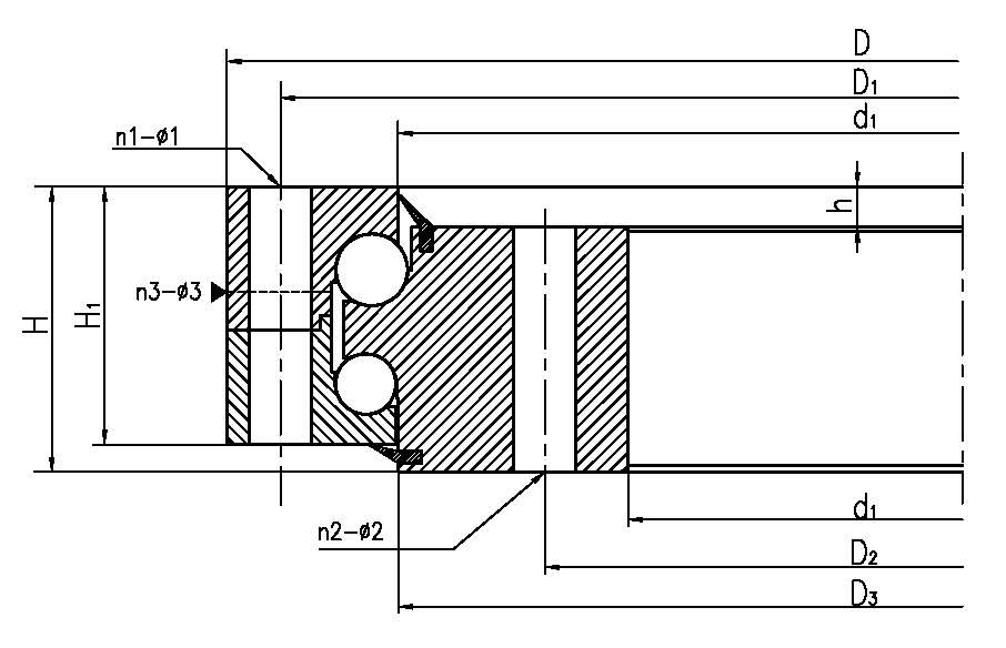 Double-Row Different Diameter Ball Slewing Bearings- Non Gear Type